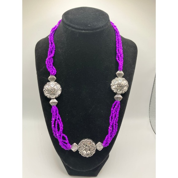 PURPLE JAIPUR CRYSTAL BEADED 22.75 INCH NECKLACE! - Picture 3 of 6